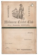 MELBOURNE CRICKET CLUB: 1865-66 Member's Season Ticket, green leather covers with gilt lettering on front and back. The earliest  example known to us; membership tickets were first introduced in 1861. - 2