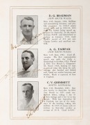 "AUSTRALIAN XI ENGLISH TOUR 1930" Orient Line souvenir programme and fixture list featuring individual photographs of the Australian team, each signed individually in pen. Provenance: The Clarrie Grimmett Collection; his family, by descent. - 2