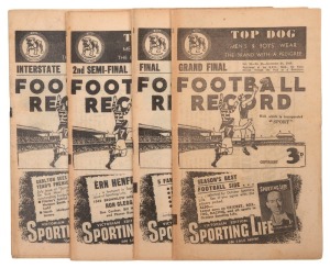 'The Football Record': 1949 2nd Semi-Final, North Melbourne v Carlton; Final, North Melbourne v Essendon; Grand Final, Carlton v Essendon; together with the scarce June 25 Interstate Football Record (Victoria v W.A.) (Total: 4). Essendon defeated Carlton 18.17 (125) to 6.16 (52), in the Grand Final front of a crowd of 88,712.