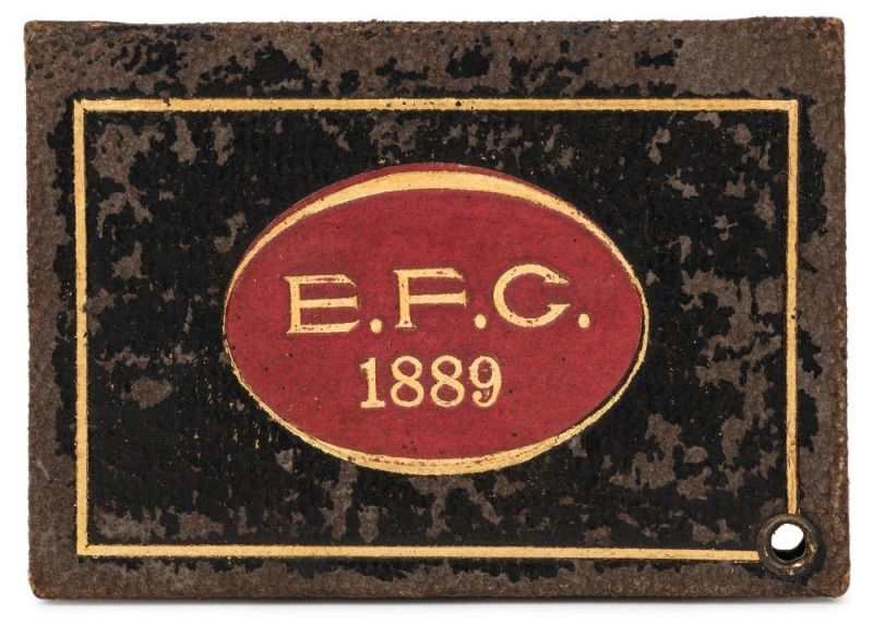 ESSENDON 1889 Member's Season Ticket, No.205 (dark brown/black leather cover with red football & gilt 'E.F.C. 1889' on front and back, with details of the committee and the club's fixtures for the year. Extremely rare and the earliest example we have offe