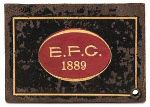 ESSENDON 1889 Member's Season Ticket, No.205 (dark brown/black leather cover with red football & gilt 'E.F.C. 1889' on front and back, with details of the committee and the club's fixtures for the year. Extremely rare and the earliest example we have offe