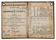 ESSENDON 1889 Member's Season Ticket, No.205 (dark brown/black leather cover with red football & gilt 'E.F.C. 1889' on front and back, with details of the committee and the club's fixtures for the year. Extremely rare and the earliest example we have offe - 2