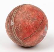 PRESENTATION CRICKET BALL (1927) & THE FIRST TIME BRADMAN FACED GRIMMETT, leather, cork and twin, mounted with a shield-shaped silver plaque, engraved "S.A. v N.S.W. - Dec.1927 - Presented to C.V. Grimmett by S.A. XI in recognition of his brilliant perfor - 2