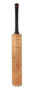 CLARRIE GRIMMETT'S 1934 ASHES TOUR BAT A Gradidge "Super Imperial Driver" cricket bat, signed in the ownership position by Clarrie Grimmett and used by him during the Test Matches; signed in pen by the Australians Woodfull, Chipperfield, Oldfield, Brown, 