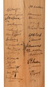 CLARRIE GRIMMETT'S 1934 ASHES TOUR BAT A Gradidge "Super Imperial Driver" cricket bat, signed in the ownership position by Clarrie Grimmett and used by him during the Test Matches; signed in pen by the Australians Woodfull, Chipperfield, Oldfield, Brown, - 2