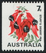 1970-75 (SG.468b-bb) 7c Sturt's Desert Pea Coil stamp, single with BUFF OMITTED (and green misplaced), fresh MUH example with normal for comparison, (2). BW:535ce. Cat.&pound;225. - 2