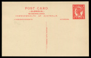 QUEENSLAND - Postal Stationery : POSTAL CARDS: (H&G #19) 1911 1d Four Corners stamp design, Dividing Line on address side with 'A.J. CUMMING. GOVT PRINTER' imprint alongside, without a view on reverse and rare thus. Only 3 or 4 examples recorded.