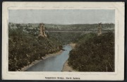 27 August 1913 usage of &frac12;d Green, strip of 3 attractively tied on a RP postcard ("Suspension Bridge, North Sydney"), by multiple "650"' star postmarks of GUNARDOO, NSW, with cds alongside; addressed to USA. - 2