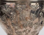 JOACHIM MATTHIAS WENDT of Adelaide, antique Australian silver trophy cup with repousse grape decoration, engraved "MT. GAMBIER A. & H. SOCIETY SPRING SHOW 1881, PRESENTED BY MESSRS. J. & H. MORRISS FOR BEST BULL". Perpetual trophy engraved with several wi - 10