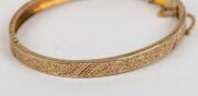 FISCHER of Geelong antique 15ct yellow gold bangle with engraved decoration, 19th century, ​​​​​​​6.2cm wide, 7 grams - 4