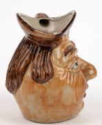 LITHGOW POTTERY face jug in the manner of Martin Brothers, impressed kangaroo mark to base "Lithgow", 15cm high - 5