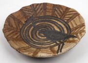 GLORIA FLETCHER THANCOUPIE stoneware bowl with oxide decoration adorned with a bird, incised signature to base "Thancoupie", 36cm wide - 4