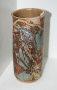 Nine assorted pottery vases including ERIC JUCKERT grape vase, the largest 28cm high - 12