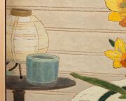 CRESSIDA CAMPBELL (1960 - ), Interior with Daffodils, 2010, unique woodblock (watercolour on incised plywood), signed lower left "Cressida Campbell", Rex Irwin Art Dealer label verso with exhibition details, 50 x 33cm, 42 x 26cm overall - 8