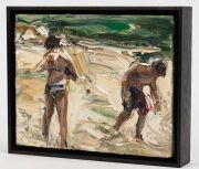 NICHOLAS HARDING (1956-2022), Two Estuary Figures, 2011,&nbsp; oil on canvas, signed and titled verso, 20 x 25cm, 23 x 28cm overall - 2