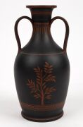 WEDGWOOD classical form basalt vase with encaustic decorated Greek style figures, late 18th century, impressed "WEDGWOOD", 22cm high - 2