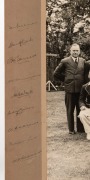 1938 AUSTRALIAN CRICKET TEAM IN GREAT BRITAIN: Superb large format original photograph mounted with printed team members' names in lower margin, fully signed by all 18 in the left and right margins including Don Bradman, Stan McCabe, Sid Barnes, Bill O'Re - 2