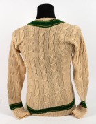 CLARRIE GRIMMETT'S 1930 AUSTRALIAN TEAM long sleeved jumper, with "Jaeger Pure Wool" label to inside collar and with additional label marked "C. GRIMMETT" in pen. The Jaeger Company, Ltd of Great Britain had an official contract with the Australian team. - 4