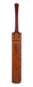 A MATCH-USED BAT SIGNED BY BRADMAN AND HIS NSW STATE XI TEAM AT BATHURST - 15th OCTOBER 1931 A full-size Federal Bat Company "The Federal" bat, dated on the back of the blade "BATHURST 15.10.31" and signed by the whole visiting team: Don Bradman (Captain), Wendell Bill, Alan Fairfax, Stan McCabe, Frank Ward, Alec Marks, C. Miller, R.L. Jones, Ernie Laidler, Bob Louden, W. Hunt. Provenance: The Estate of Campbell Macquarie Miller, who was part of Bradman's team.