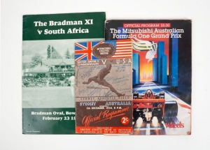 INTERNATIONAL ATHLETICS MEETING: SYDNEY, 5th December 1956: British Empire & Commonwealth v U.S.A.: The official programme, extensively signed to the front cover by members of the USA Team including Deacon Jones (3000meters), Arnie Sowell (800 meters), Milt Campbell (Decathlon; gold medalist Melbourne), Earlene Brown (Shot put and discus), Greg Bell (Long jump, gold medalist Melbourne), Bobby Morrow (100 meters, gold medalist Melbourne), Bill Andre (pentathlon) and others. plus 2 other items.