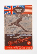 INTERNATIONAL ATHLETICS MEETING: SYDNEY, 5th December 1956: British Empire & Commonwealth v U.S.A.: The official programme, extensively signed to the front cover by members of the USA Team including Deacon Jones (3000meters), Arnie Sowell (800 meters), Mi - 2