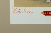 KEITH MILLER, "Sporting Legends - Keith Miller, Australian Cricketer" limited edition print [#407/500] by Brian Clinton, signed by Keith Miller and the artist, window mounted, framed & glazed, overall 86 x 64cm, with CoA.&nbsp;&nbsp; - 3