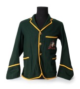 AUSTRALIAN 1926 TEST TEAM BLAZER, Grimmett's Test blazer worn on his first tour of England; green wool with yellow trim, embroidered with the Australian coat of arms in gold and silver wire and coloured thread incorporating the date "1926"; Harding's Merc - 2