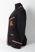SOUTH AUSTRALIAN CRICKET ASSOCIATION, Clarrie Grimmett's blazer, early design in black wool with yellow, red and black trim, applied with monogrammed initials of the S.A.C.A. embroidered to the pocket in red and yellow thread. Label of McCarron & Co., Ade - 4