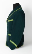 AUSTRALIAN TOUR OF ENGLAND, 1934, pure wool blazer by "Speedway" in green wool to match the Australian Test Team blazer, with green and gold trim edges and retaining the Speedway High Grade Clothing" maker's label recording Grimmett's name, measurements a - 4
