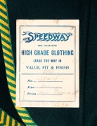 AUSTRALIAN TOUR OF ENGLAND, 1934, pure wool blazer by "Speedway" in green wool to match the Australian Test Team blazer, with green and gold trim edges and retaining the Speedway High Grade Clothing" maker's label recording Grimmett's name, measurements a - 6
