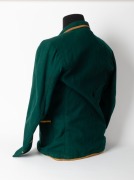 AUSTRALIAN 1934 TEST TEAM BLAZER, Clarrie Grimmett's Test blazer worn on his tour of England; green wool with yellow trim, embroidered with the Australian coat of arms in gold and silver wire and coloured thread incorporating the date "1934"; Farmer's Syd - 5