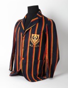 SOUTH AUSTRALIAN CRICKET ASSOCIATION, Clarrie Grimmett's blazer, blue wool with red and yellow stripes, embroidered with the initials of the South Australian Cricket Association and their logo in red, gold, black and white thread, circa 1939/40. Label of - 3