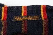 SOUTH AUSTRALIAN CRICKET ASSOCIATION, Clarrie Grimmett's blazer, blue wool with red and yellow stripes, embroidered with the initials of the South Australian Cricket Association and their logo in red, gold, black and white thread, circa 1939/40. Label of - 8