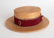 A Queensland rugby union straw boater with maroon headband embroidered with "Q" and "1903"; internal silk lining in tact with the maker's name "Voigt Bros., Tailors & Mercers. Warwick" on the label. - 2