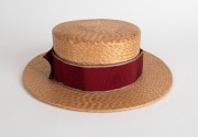 A Queensland rugby union straw boater with maroon headband embroidered with "Q" and "1903"; internal silk lining in tact with the maker's name "Voigt Bros., Tailors & Mercers. Warwick" on the label. - 4