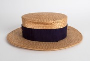 A New South Wales rugby union straw boater with navy headband embroidered with "N.S.W", "1912" and the state waratah flower. - 3