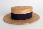 A New South Wales rugby union straw boater with navy headband embroidered with "N.S.W", "1912" and the state waratah flower. - 4