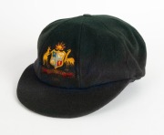 ALAN CONNOLLY'S AUSTRALIAN "BAGGY GREEN" TEST CAP, from the 1969-70 Tour of India and Ceylon, green wool with embroidered Australian Coat-of-Arms & "1969" on front, Australian Manufacture label inside with initials "AC" to small pure wool label. Very good - 2