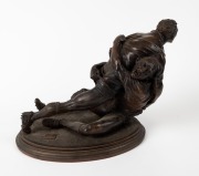 Artist Unknown, resin sculpture depicting a dramatic tackle, inscribed to base "ENGRIS AUSTRALIA, c 2003", 43cm long. - 2