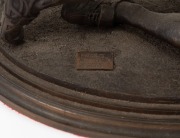 Artist Unknown, resin sculpture depicting a dramatic tackle, inscribed to base "ENGRIS AUSTRALIA, c 2003", 43cm long. - 3