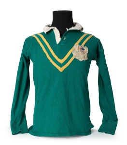 CLIVE CHURCHILL'S 1948-49 KANGAROOS NUMBER 1 AUSTRALIAN TEAM JERSEY The jumper is from the collection of Albert E. Johnson, who played left wing for Warrington (1939-51), England, and Great Britain.