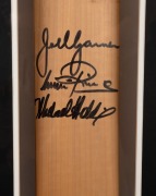 Full-size Kookaburra Recoil 250 cricket bat signed by West Indian greats Sir Vivian Richards, Michael Holding, and Joel Garner. Attractively-presented in a custom-built glass-fronted display case. 110 x 35cm. Accompanied by two photographs of the crickete - 2