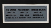 Full-size Kookaburra Recoil 250 cricket bat signed by West Indian greats Sir Vivian Richards, Michael Holding, and Joel Garner. Attractively-presented in a custom-built glass-fronted display case. 110 x 35cm. Accompanied by two photographs of the crickete - 3