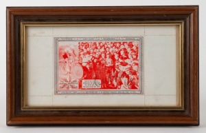 HUBERT OPPERMAN signature on souvenir label, circa 1937, framed 15 x 25cm overall.