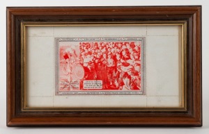 HUBERT OPPERMAN signature on souvenir label, circa 1937, framed 15 x 25cm overall.