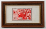 HUBERT OPPERMAN signature on souvenir label, circa 1937,&nbsp;framed 15 x 25cm overall.