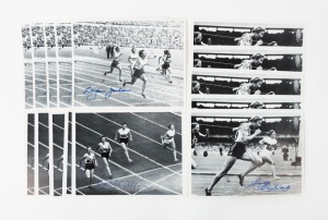 1956 MELBOURNE OLYMPICS: SHIRLEY STRICKLAND, MARJORIE JACKSON & BETTY CUTHBERT five individually signed action photographs of each "Golden Girl", (15 items), each 16 x 20cm.