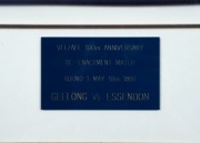 GEELONG: VFL/AFL 100th Anniversary Re-enactment&nbsp;Match Geelong&nbsp;jersey. Framed and glazed, overall 107 x 75cm. - 2