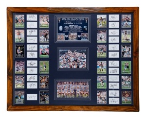 GEELONG CATS: 2007 AFL Grand Final display featuring 23 original signatures of the team, individual photographs and team photographs. Accompanied by Certificate of Authenticity. Framed and glazed, overall 80 x 100cm.