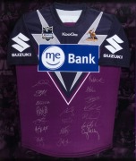 MELBOURNE STORM "Destiny Fulfilled" 2009 NRL Premiership display featuring a commemorative Grand Final jumper signed by the team, together with photographs of the team and a description of the day. NRL memorabilia security code, limited edition 74/100 and - 2